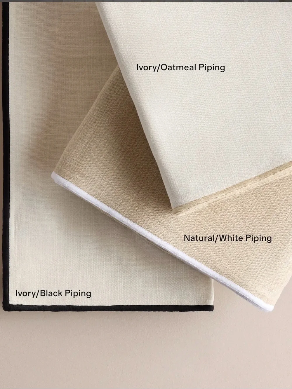 Quince Piped Edge Cotton Curtain Panel | Ivory/Oatmeal | 48x108